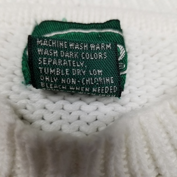 IZOD Sweater Adult Size Small Vintage Cotton Stripes Geometric Blue Lime Green - Picture 6 of 8